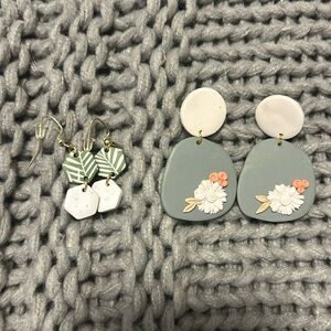 * 2 for $5 * Green clay earring bundle